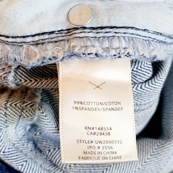 Anthropologie Unpublished Striped Wide Leg Cropped Blue Denim Jeans Women's 28 - Picture 7 of 8